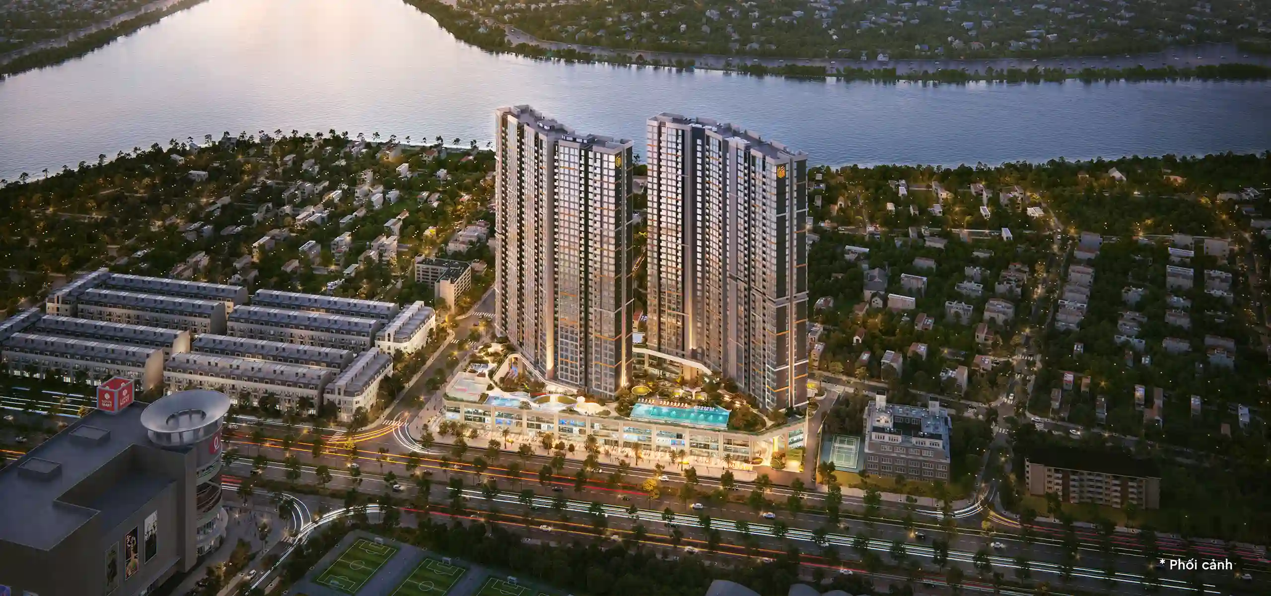 Phối cảnh tổng thể dự án căn hộ cao cấp Masteri Rivera Đà Nẵng bên sông Hàn